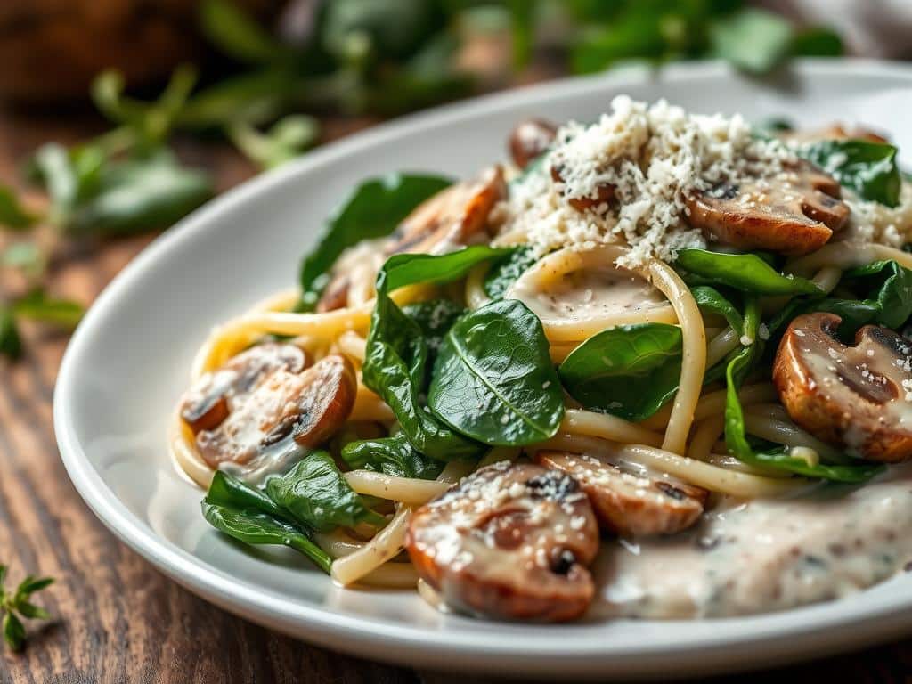Creamy Spinach and Mushroom Pasta