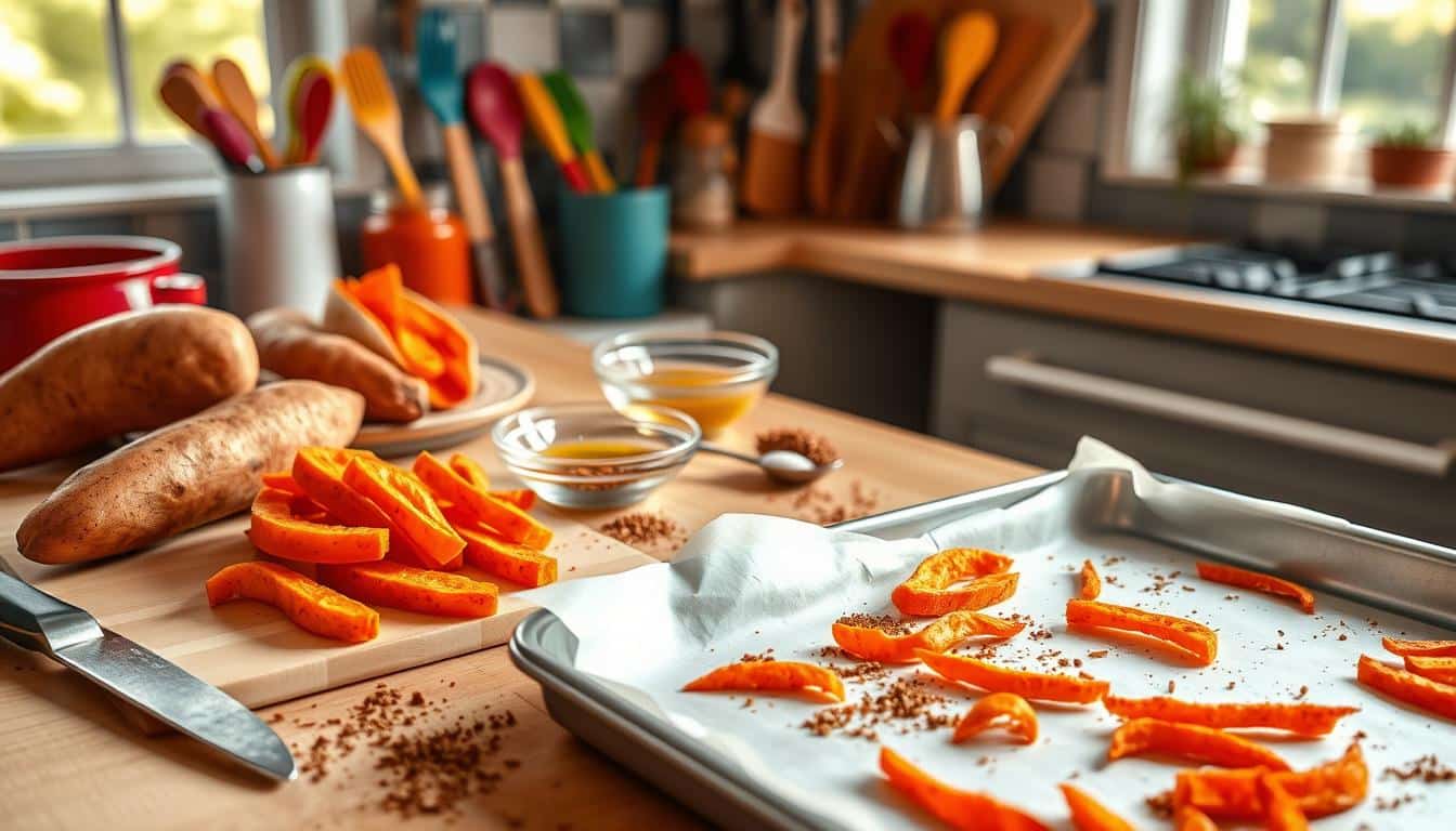 how to make crispy baked sweet potato fries at home